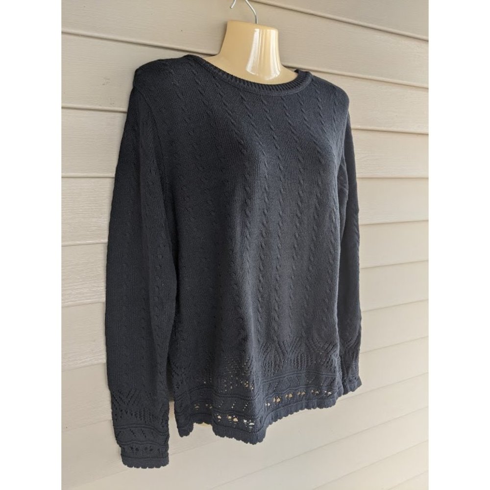 Womens Black Knit Sweater Long Sleeve Small Top